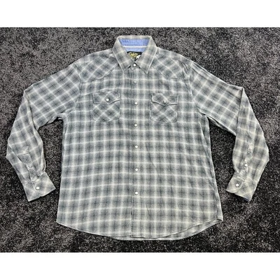 Duke's Bark Mens Gray Plaid Pearl Snap Western Shirt Long Sleeve Large - Image 1 of 4