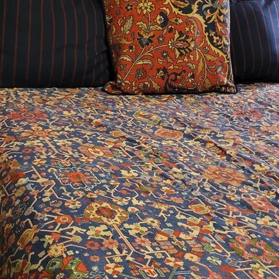 Ralph Lauren Full Queen Satin Orienta Blue Paisley Duvet Poet Society Sham &... - Image 1 of 4