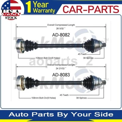 2 Front TrakMotive CV Axle Joint Shaft For Audi A6 Quattro 2.8L 1995 - Image 1 of 4