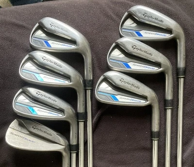 TaylorMade Righthand SpeedBlade 4-PW & A wedge HL Unifex steel,  6 Iron missing - Image 1 of 4