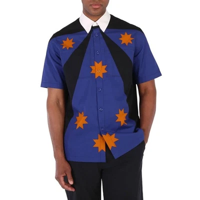 Burberry Men's Bright Navy Short-Sleeve Star Detail Shirt, Size X-Small - Image 1 of 4