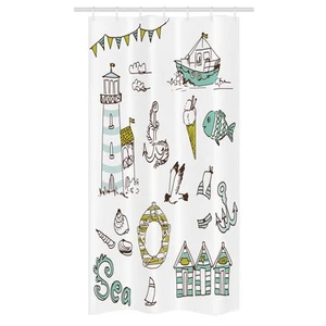 Nautisch Schmaler Duschvorhang Leuchtturm Anker Seagull - Bild 1 von 3