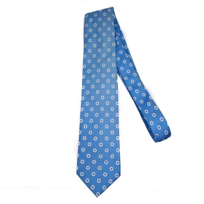 Atelier F&B Silk Tie Blue Geometric Pattern Made in France 3.5x59 - Image 1 of 4