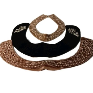 3 Vintage "Glentex" Beaded Faux Pearl Collar 1 Velvet Made in Japan  - Picture 1 of 8