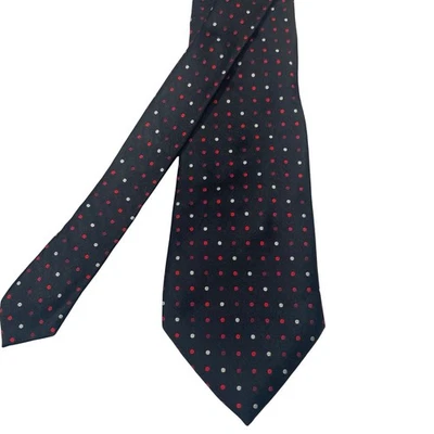 Галстук Lord And Taylor Metropolitan черный с красно-белыми горошек шелк 4x60 - Изображение 1 из 4
