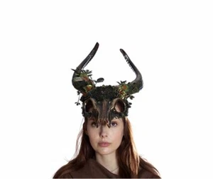 Large Whimsical Nature Ram Horns Skull Mask Decoration - Picture 1 of 2