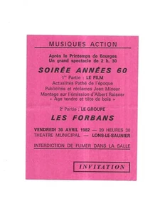 RARE / TICKET BILLET DE CONCERT - LES FORBANS : LIVE A LONS ( FRANCE ) 1982 - Foto 1 di 3