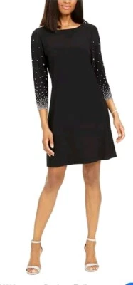 MSK Negro Embellecido Manga Tulipán Mini Ajuste y Acampanado. Grande Foto 1 de 4