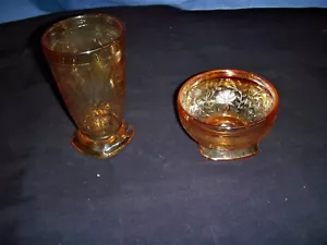 Vintage Depression glass tumbler sherbert Floragold louisa carnival glass - Picture 1 of 7