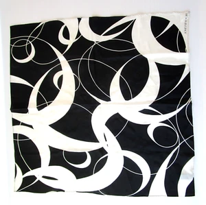 Vintage Jones New York Black and White Abstract 100% Silk Scarf 21 x 21 - Picture 1 of 6