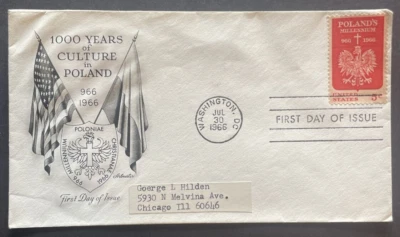 US FDC Sc#1313 ARTMASTER Polish Millennium DC to Chicago - Image 1 of 2