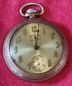 Unique Ingraham Viceroy Trademark Vintage Mechanical Wind Up Pocket Watch Etched - Picture 1 of 6
