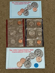 1994 US Mint P/D Uncirculated Set Coins w/OGP 10 coin set - Picture 1 of 3