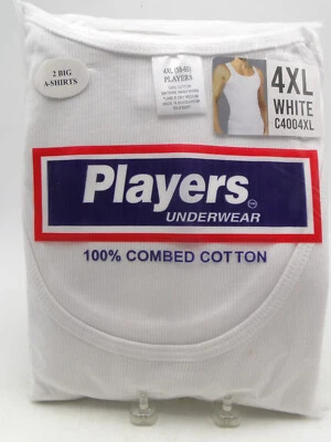 2 Big Men's White Cotton Players Tank Tops 4X 58-60 A-Shirts Athletic Shirts - Image 1 of 2