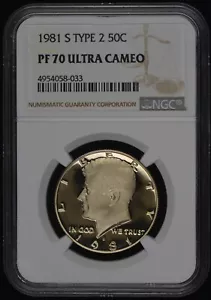 1981-S PR 70 DCAM tipo 2 NGC medio dólar Kennedy - Imagen 1 de 2