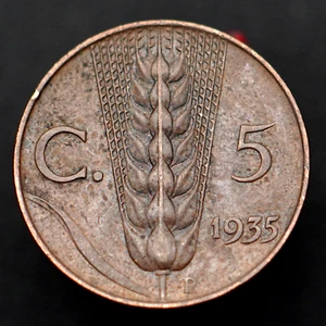 1935R Italy 5 Centesimi (Spiga) Coin, km59 - Great Coin ๐ฎ๐น Free Shipping! - Picture 1 of 2