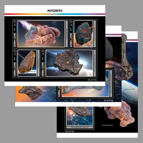 Meteorites Space Tunguska Chondrite MNH Stamps 2023 Sierra Leone M/S + 2 S/S Cover