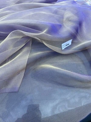 FABULOUS QUALITY SILK METALLIC ORGANZA PLAIN OR SILK TISSUE - PURPLE/ GOLD!!! - Image 1 of 4