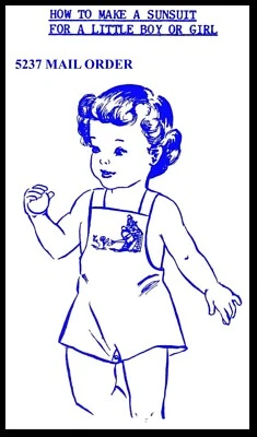Mail ORder # 5237 Unisex Boy Girl Sunsuit Playsuit Romper Fabric Sewing Pattern  - Image 1 of 2