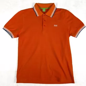 Hugo Boss Mens Polo T Shirt  Size L Cotton Blend Orange Modern Fit - Picture 1 of 14