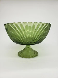 Frutero de compota con pedestal de vidrio prensado verde MCM - Imagen 1 de 4