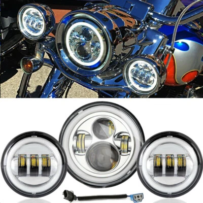 7" LED Headlight+ 4.5 Passing Lights For Harley Davidso Electra Glide Road King - Image 1 of 4