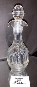 Clear Glass 6.5" Cruet with Stopper Art Deco Arch Pattern Vintage - Picture 1 of 6