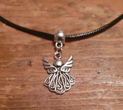 ANGEL LEATHER NECKLACE 17 INCH MENS WOMENS TIBETAN SILVER - Image 1 of 2