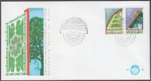 PAÍSES BAJOS SC 679-80 FDC EUROPA 1986, JARDINES DEL PALACIO - Imagen 1 de 1