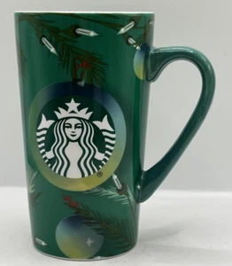 2020 Starbucks 16 Ounce Tall Christmas Coffee Mug Green Branches Lights Bulbs - Picture 1 of 9