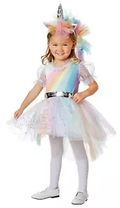 NEW Pastel Rainbow Unicorn Halloween Costume Girls 12-18 Months Dress Headpiece - Picture 1 of 7