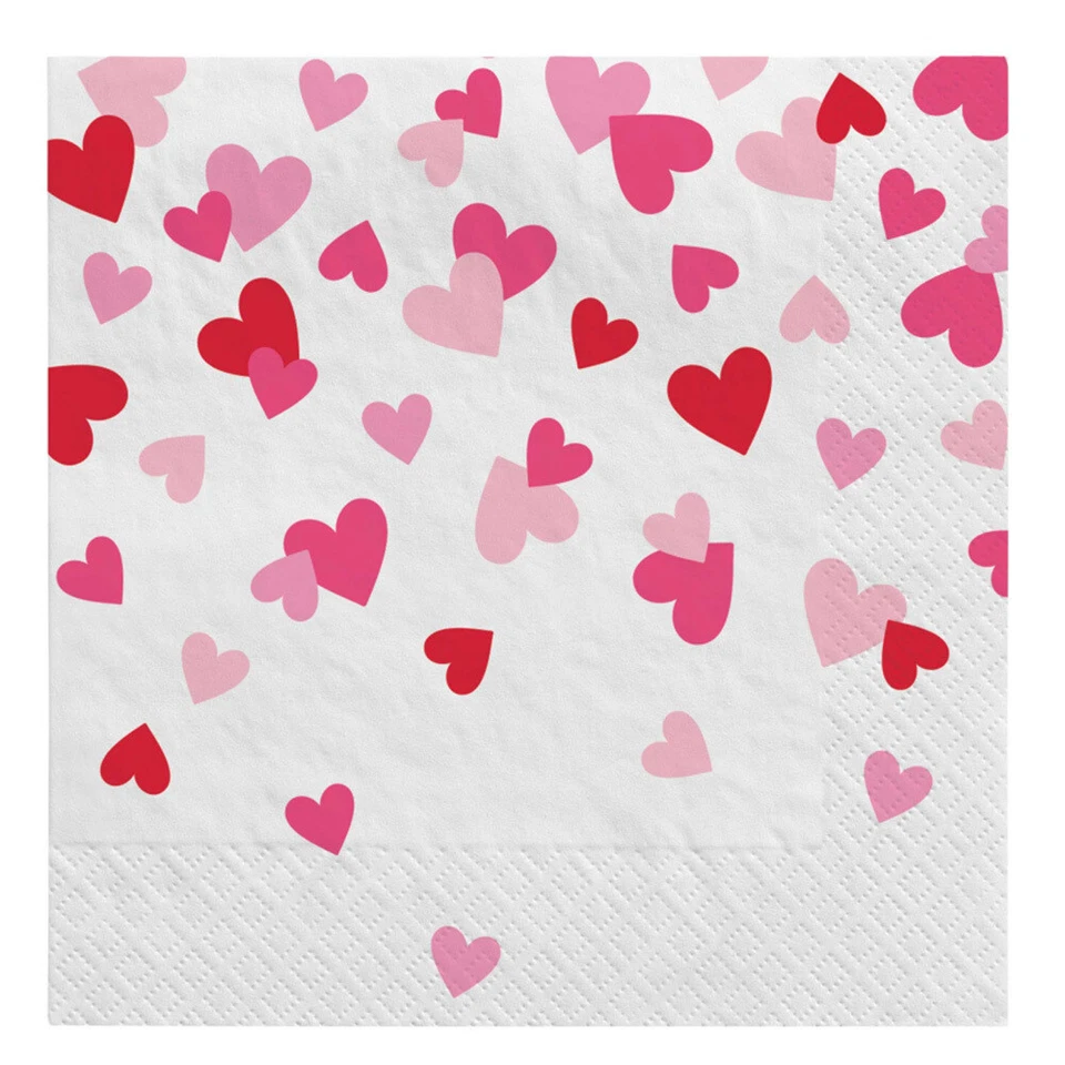 Valentine's Day Party Supplies Confetti Hearts Beverage Napkins 16Pk Valentine - Image 1 of 1