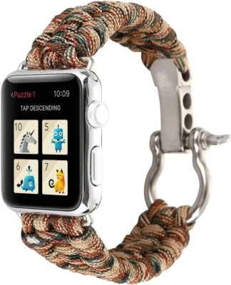 Apple Watch 42 44 45 mm, Nailon Pulsera Deportiva Paracord iWatch 8 7 6 5 4 3 2 1 SE Foto 1 de 4