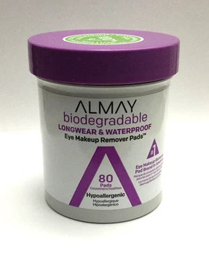 Almay Biodegradable Long Wear And Waterproof Eye Makeup Remover Pads, 80ct NEW - Image 1 of 4