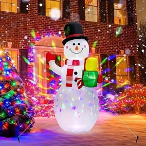 5ft Inflatable Snowman with Colorful LED Lights – Outdoor Christmas Decoration - Picture 1 of 10