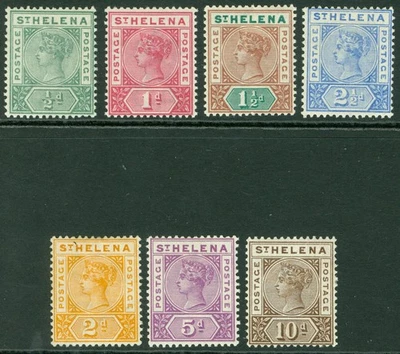SG 46-52 Santa Elena 1890-97. 1/2d a 10d. Un fino juego de 7 CAT£80 recién montado como nuevo Foto 1 de 2