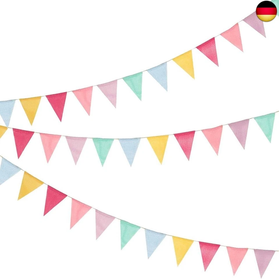 Wimpelkette 12M 36 Flaggen Outdoor Wetterfest Regenbogen Deko Party Hochzeit