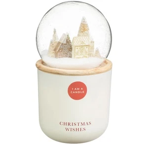 Große Schneekugel Kerze Frohe Weihnachten ideal für Weihnachtsdekoration - weiß - Bild 1 von 1