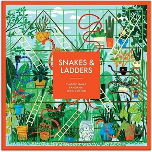 NEW BOX Jonathan Adler SNAKES AND LADDERS GAME & BANDANA  wooden pieces & dice - Picture 1 of 4