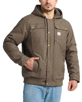 HISEA Men Duck Hooded Jacket Sherpa Lined Insulated Water Resistant Canvas Coat - Image 1 of 4