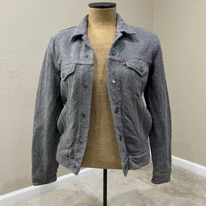 Levi's French Terry Cotton (Soft) Gray Snap Stretch Trucker Jacket, Women's Sm - Picture 1 of 13