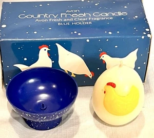 1985 Avon COUNTRY FRESH Egg CANDLE w/ Fresh & Clear Fragranced ~ BLUE NOS in Box - Picture 1 of 2