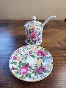 English Fine Bone China Crown Staffordshire Chintz Floral Teeservice Set - Bild 1 von 9