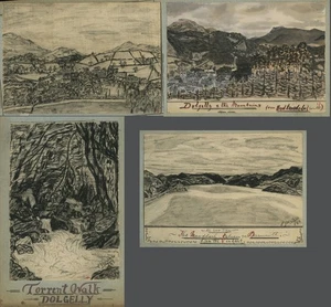 DOLGELLAU - Quattro disegni a matita amatoriali di fine XIX secolo (Bodlondeb) - Foto 1 di 5