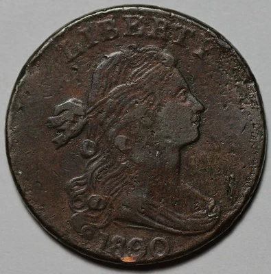 1800/79 Draped Bust Large Cent, S-195 - Damage - US 1c Copper Coin - Image 1 of 4