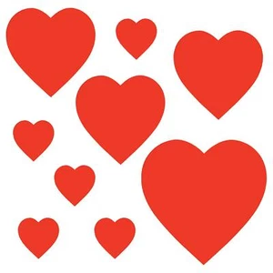 9 X RED HEARTS CUTOUT DECORATIONS VALENTINE'S DAY DECORATIONS - 10CM-30CM - Picture 1 of 4