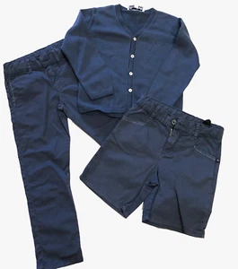 TARTINE ET CHOCOLATE 3 PIECE SET IN BLUE CARDIGAN/PANTS/SHORTS SZ. 4/5 - Picture 1 of 3
