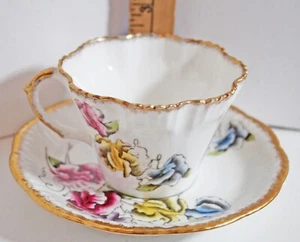 Vintage Salisbury Fine Bone China Sweet Pea Tasse & Untertasse - Bild 1 von 9
