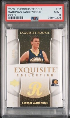 2005 Upper Deck UD Exquisite Sarunas Jasikevicius Rookie Gold /25 #82 PSA 9 - Image 1 of 2