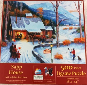 Sapp House 500 Piece Jigsaw Puzzle with Poster John Zaccheo by SunsOut - Picture 1 of 3